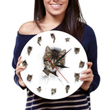 Chatons dans le trou du papier mignon enfant chambre pépinière horloge murale Kitty jouer moderne horloge murale chat Art décor imprimé montre murale