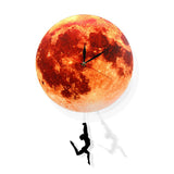 Pendule lune dorée horloge murale balançant sur la lune espace galaxie décor maison Supermoon horloge pleine lune avec balancier balançant