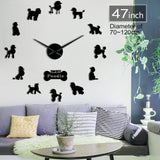 Caniche grande main moderne horloge murale Pudelhund bricolage horloge murale géante salle à manger décoration murale Caniche effet miroir bricolage grand mur Art