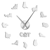 Sacré chat de birmanie moderne grande horloge murale sacré Birman chat bricolage nombre autocollants mur Art décor sans cadre suspendu montre murale