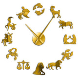 Signes du zodiaque autocollants d'art mural exclusif horloge murale Constellation bricolage horloge murale géante astrologie horloge suspendue montre décor à la maison