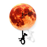 Pendule lune dorée horloge murale balançant sur la lune espace galaxie décor maison Supermoon horloge pleine lune avec balancier balançant