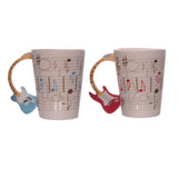 1 pièce musique guitariste Cearmic tasse à café guitare acoustique poignée tasse avec Notes de musique musiciens thé tasse cadeau pour musique Freaks