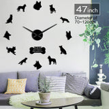 Berger allemand bricolage horloge murale Deutscher Schferhund horloge murale géante avec grandes aiguilles effet miroir loup alsacien chien Art mural