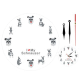 J'aime Schauzer décoration murale suspendue montre murale Miniature Schnauzer dessin animé Style imprimé horloge murale Schnauzer propriétaires décor à la maison