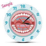 Personnalisé votre nom dentiste horloge murale personnalisé dentiste nom hygiéniste signe dents horloge murale clinique dentaire dentisterie décoration murale