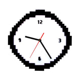 Pixel horloge 8 bits Style rétro Pixel horloge murale noir et blanc Jaggy vieux Pixels pixélisé analogique décor à la maison cadeau pour Geeks