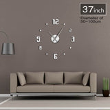 Bricolage grande horloge murale Design moderne horloges à Quartz montre murale grande horloge aiguille acrylique miroir autocollant bricolage 3d autocollants décor à la maison