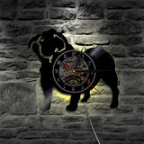 1 pièce vinyle Record horloge bouledogue français Pet mignon Animal décor mural rétro horloge suspendue à la main cadeaux créatifs