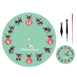 Mignon chi-chi Chihuahueno dessin animé mur Clcok j'aime mon Chihuahua Unique Art mural moderne acrylique horloge murale décorative montre murale