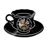 1 pièce tasse à café Design vinyle Record horloge murale café magasin lumière LED avec télécommande Cool salon décor intérieur