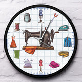Quilting temps couturière artisanat salle Art mural horloge montre coudre accessoires Machine à coudre cadre en métal horloge murale cadeau pour elle