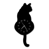 Japonais Adorable chat noir pendule horloge chat drôle Fnny chat balançant queue horloge murale Kit chat décoration murale chaton amoureux cadeau