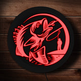 LED de pêche illuminé Plexi verre affichage signe poisson bar de mer éclairer Logo LED panneau suspendu pêcheur personnalisé décor à la maison