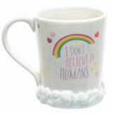 1 pièce mignon original arc-en-ciel nuages licorne tasse je ne crois pas aux humains tasse à café magique cheval volant thé lait tasses et tasses