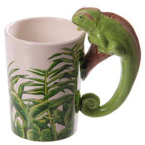 1 pièce forêt tropicale décalcomanie caméléon tasse en céramique Jungle Explorer 3D caméléon en forme de poignée Animal tasse à café cadeaux