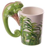 1 pièce forêt tropicale décalcomanie caméléon tasse en céramique Jungle Explorer 3D caméléon en forme de poignée Animal tasse à café cadeaux