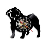 1 pièce vinyle Record horloge bouledogue français Pet mignon Animal décor mural rétro horloge suspendue à la main cadeaux créatifs