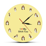 Shih Tzu pépinière Animal chien horloge murale chinois Lion chien enfant chambre dessin animé décor mural chrysanthème chien race suspendus montre murale