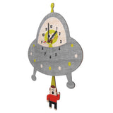 Alien enlèvement horloge murale soucoupe volante espace extérieur UFO enlèvement pendule en bois horloge murale enfant chambre décoration cadeau Geek