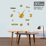 Bricolage Horloge géante montre horloges murales Horloge 3d bricolage acrylique miroir autocollants décoration de la maison salon Quartz grande aiguille mains