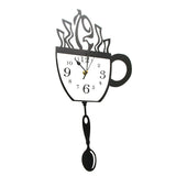 Créative tasse à café et cuillère cuisine moderne horloge murale avec cuillère à balancer tasse à café pendule horloge murale buveur de café cadeau