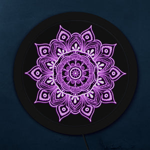 Motif de fleurs colorées Mandala LED éclairage signe complexe épanouir armure médaillon Yoga Studio multicolore suspendu