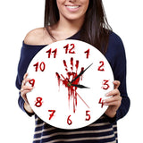 Horloge murale sanglante main horreur imprimé à la main Halloween Slasher nouveauté Zombie effrayant horloge murale mal mort mur Art montre garde-temps
