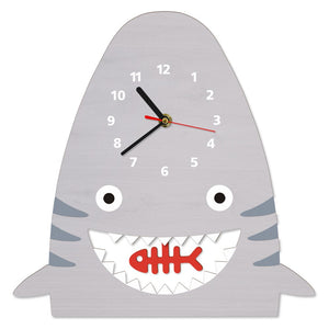 Bois requin pendule horloge murale décor mural pour bébé pépinière enfants chambre nautique pépinière moderne en bois horloge requin cadeau