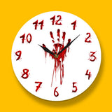 Horloge murale sanglante main horreur imprimé à la main Halloween Slasher nouveauté Zombie effrayant horloge murale mal mort mur Art montre garde-temps