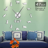 J'aime mon Devon Rex chat Silhouette numéros sans cadre miroir Surface Sticker mural décor Devon Rex chat bricolage grande horloge murale montre