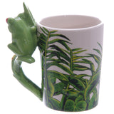 1 pièce créative grenouille céramique tasse à café 12 oz arbre grenouille en forme de poignée tasse avec feuillage décalque bureau Drinkware