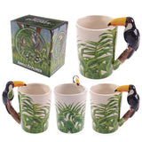 4 pièces tasse en céramique 5 Style Animal poignée tasse avec bambou décalque 12 oz