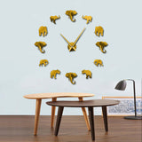 Animaux de la Jungle éléphant bricolage grande horloge murale décor à la maison Design moderne effet miroir géant sans cadre éléphants montre de horloge à faire soi-même