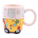 Livraison gratuite 1 pièce camping-car Van tasse à café en céramique rétro Bus tasse Splittie Funky cadeau boîte dessin animé Mini panier tasses à café tasses