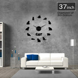 Ecossais pli chat miroir effet autocollant bricolage mur Art géant horloge murale chat amoureux Scot pli exclusif horloge murale Kitty décor à la maison