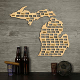 Les grands lacs état du Michigan vin liège carte suspendus bois artisanat carte mur Art maison Bar décor boire jusqu'à vin liège piège cintre