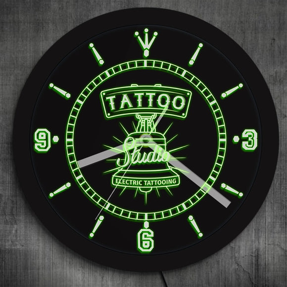 Tatouage électrique Tatto Studio Logo LED néon signe horloge murale Salon boutique affaires coloré éclairage mur Art tatoueur cadeaux