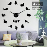 Sacré chat de birmanie moderne grande horloge murale sacré Birman chat bricolage nombre autocollants mur Art décor sans cadre suspendu montre murale