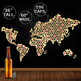 Créatif en bois artisanat carte du monde bouteille bière Cap carte à la main suspendus carte du monde moderne décor à la maison bière amoureux cadeaux