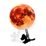 Pendule lune dorée horloge murale balançant sur la lune espace galaxie décor maison Supermoon horloge pleine lune avec balancier balançant