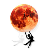 Pendule lune dorée horloge murale balançant sur la lune espace galaxie décor maison Supermoon horloge pleine lune avec balancier balançant