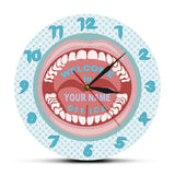 Personnalisé votre nom dentiste horloge murale personnalisé dentiste nom hygiéniste signe dents horloge murale clinique dentaire dentisterie décoration murale