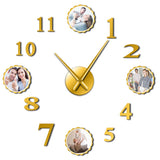 Horloge murale acrylique bricolage 3D personnalisée avec 4 impressions personnalisées imprimées avec votre Portrait de famille horloge murale cadeau pendaison de crémaillère