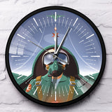 Pilote militaire dans le Cockpit de l'avion horloge murale d'avion avec cadre en métal noir l'avion volant avion aviateur horloge murale Art montre