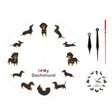 Mignon Doxie dessin animé Style teckel horloge murale chien race garde-temps saucisse chien moderne mur montre avec dire j'aime teckel
