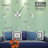 Bricolage Horloge géante montre horloges murales Horloge 3d bricolage acrylique miroir autocollants décoration de la maison salon Quartz grande aiguille mains