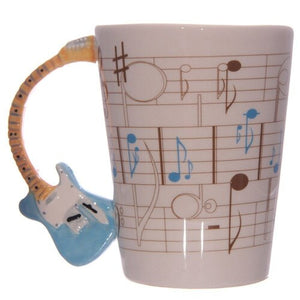 1 pièce musique guitariste Cearmic tasse à café guitare acoustique poignée tasse avec Notes de musique musiciens thé tasse cadeau pour musique Freaks