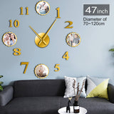 Horloge murale acrylique bricolage 3D personnalisée avec 4 impressions personnalisées imprimées avec votre Portrait de famille horloge murale cadeau pendaison de crémaillère