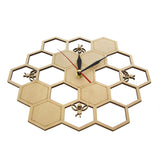 Abeilles et nid d'abeille horloge murale en bois naturel hexagone Art mural bois abeille miel horloge contemporaine montre maison salon décor